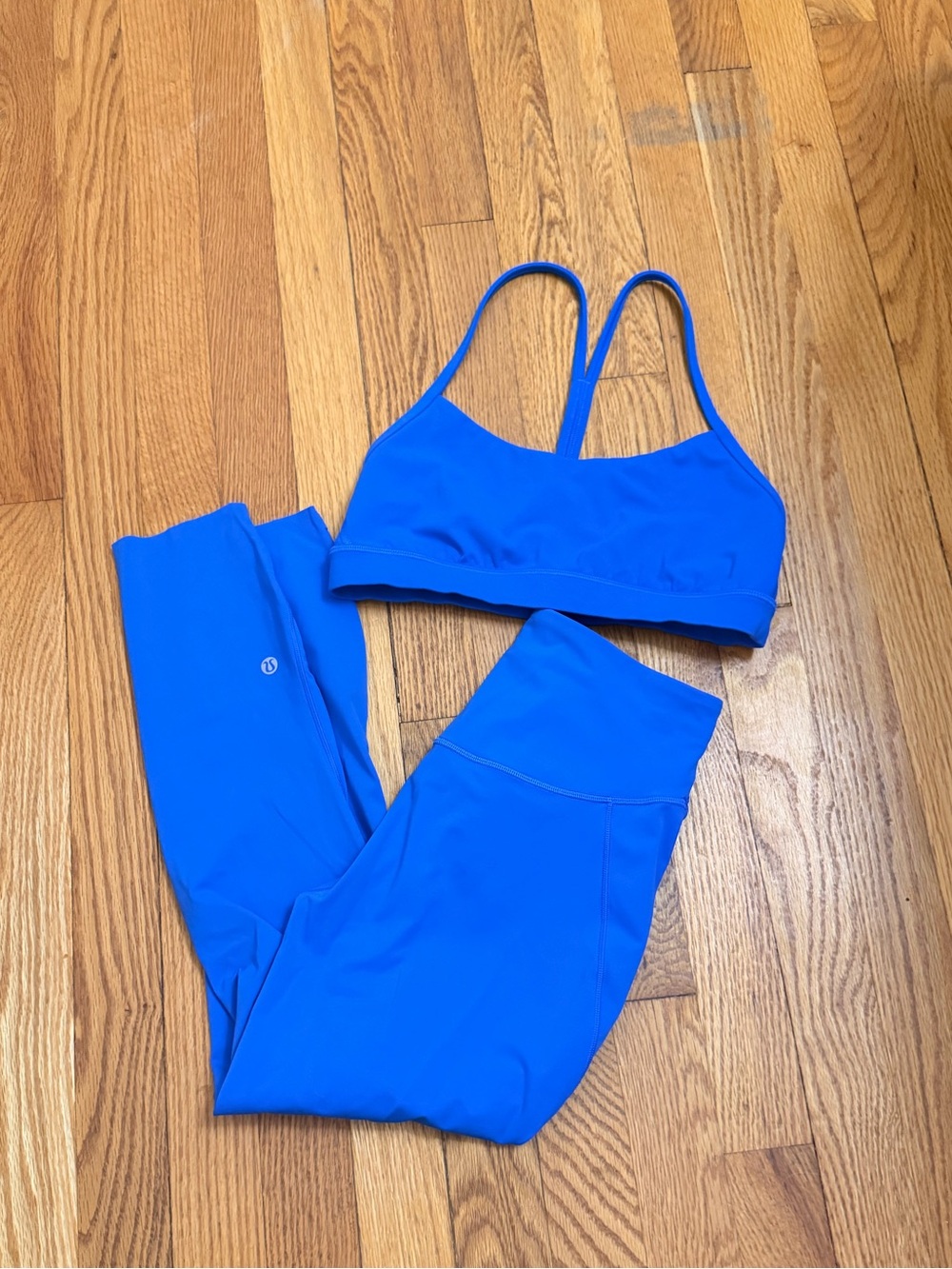 lululemon athletica Electric Blue Sports Bra and High-Waist Leggings Set